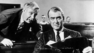 Arthur O'Connell and Jimmy Stewart in Anatomy of a Murder