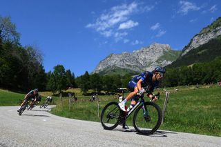 SAINTGERVAIS MONTBLANC FRANCE JULY 16 Thibaut Pinot of France and Team GroupamaFDJ competes climbing down the Col de la Forclaz de Montmin 1149m during the stage fifteen of the 110th Tour de France 2023 a 179km stage from Les Gets les Portes du Soleil to SaintGervais MontBlanc 1379m UCIWT on July 16 2023 in SaintGervais MontBlanc France Photo by David RamosGetty Images