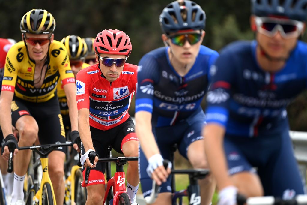 Lenny Martinez (Groupama-FDJ) in the red leader&rsquo;s jersey
