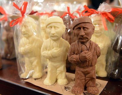 Chocolate statues shaped like Vladimir Putin.