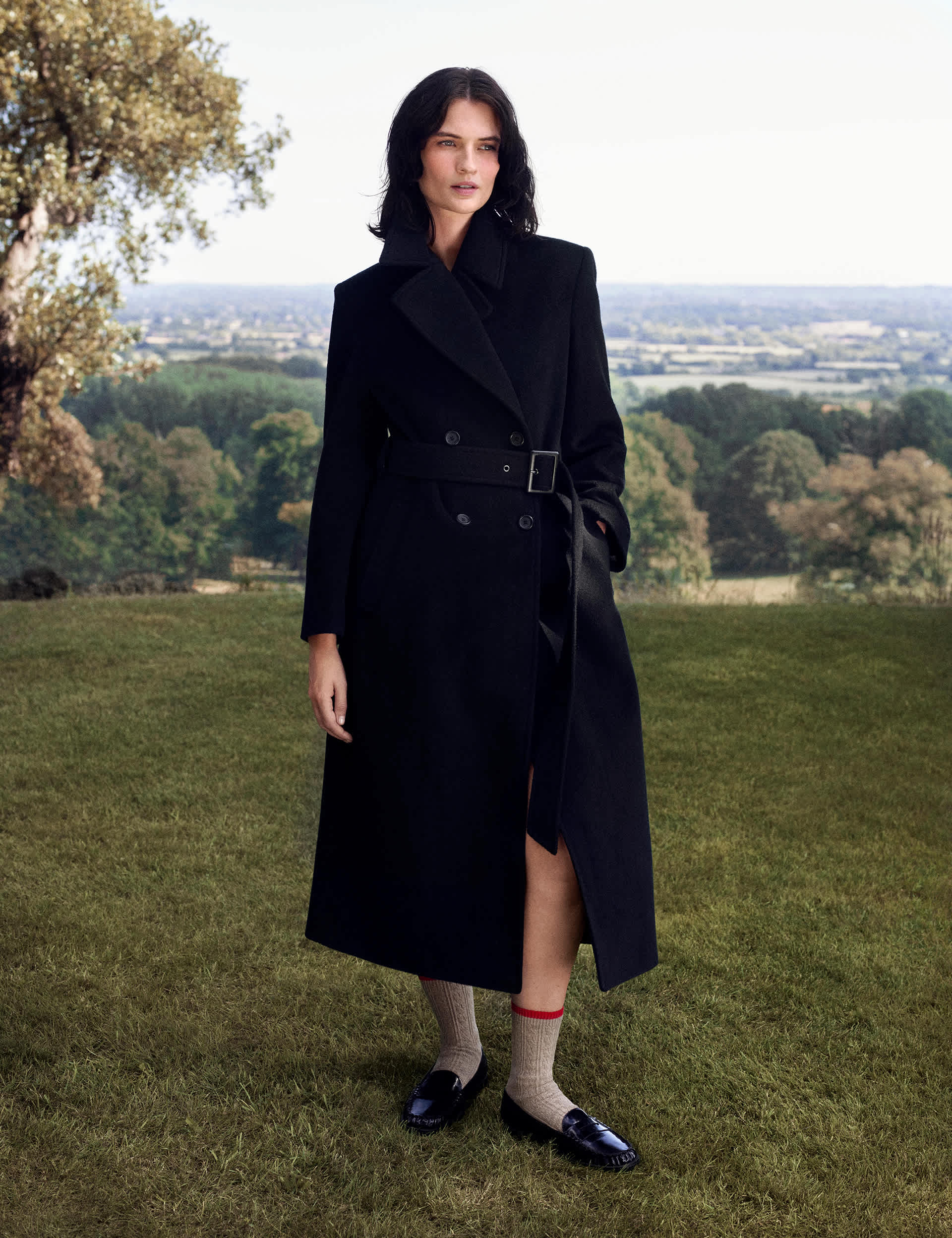 Pure Wool Belted Double Breasted Coat