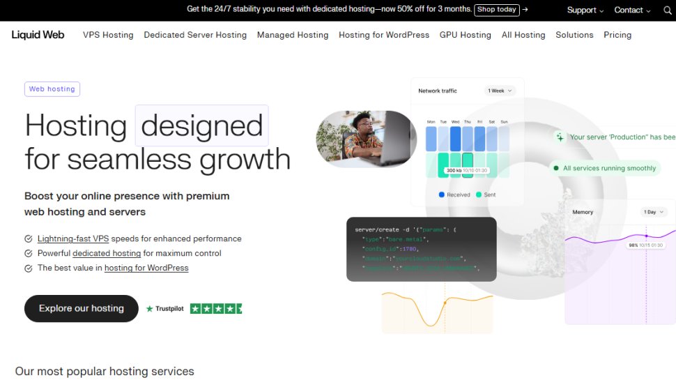 Website screenshot of Liquid Web (September, 2025)