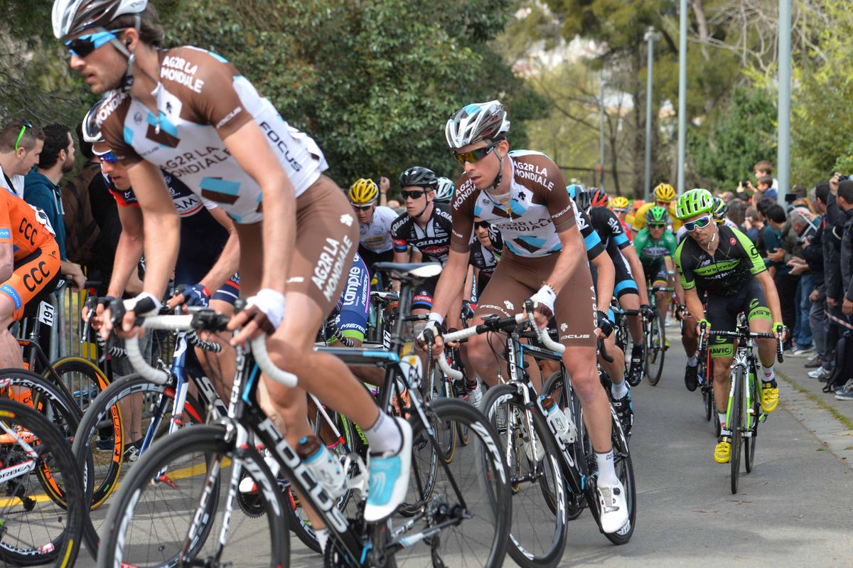 The peloton climbing