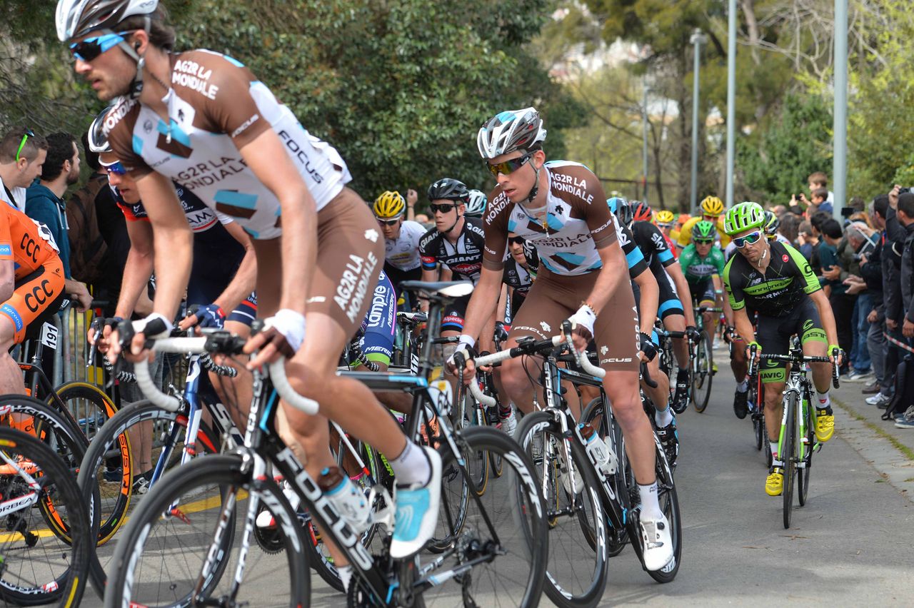 The peloton climbing