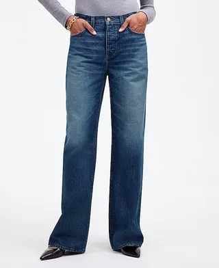 Madewell x Donni, Low-Rise Loose Jeans in Mathison Wash