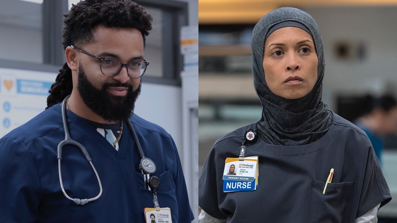 Donnie and Perlah in scrubs in The Pitt Season 2