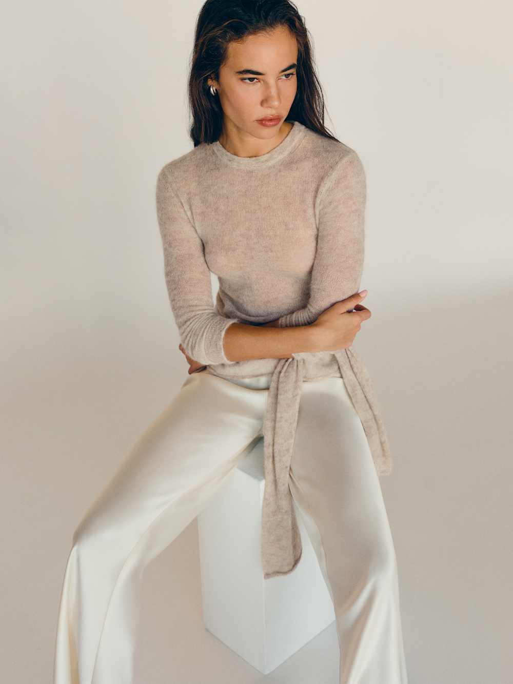 Gale Satin Mid Rise Bias Pant