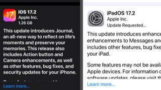 17.2 updates for iPhone and iPad