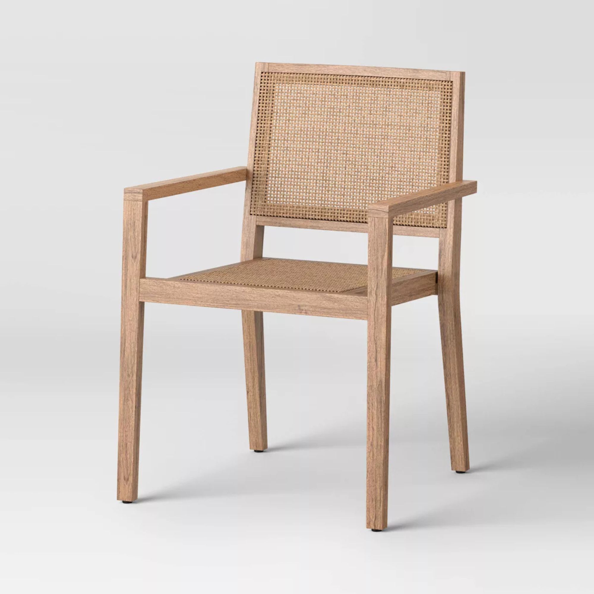 Wood and cane outdoor dining chair