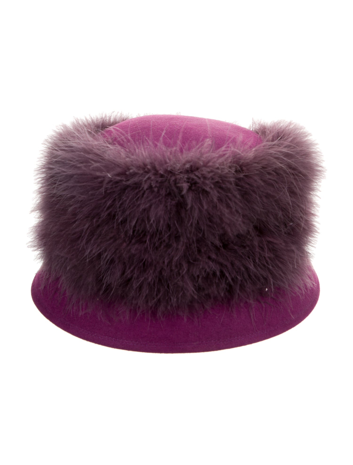 Marzi Firenze Purple Buckle Hat With Rabbit Fur Trim