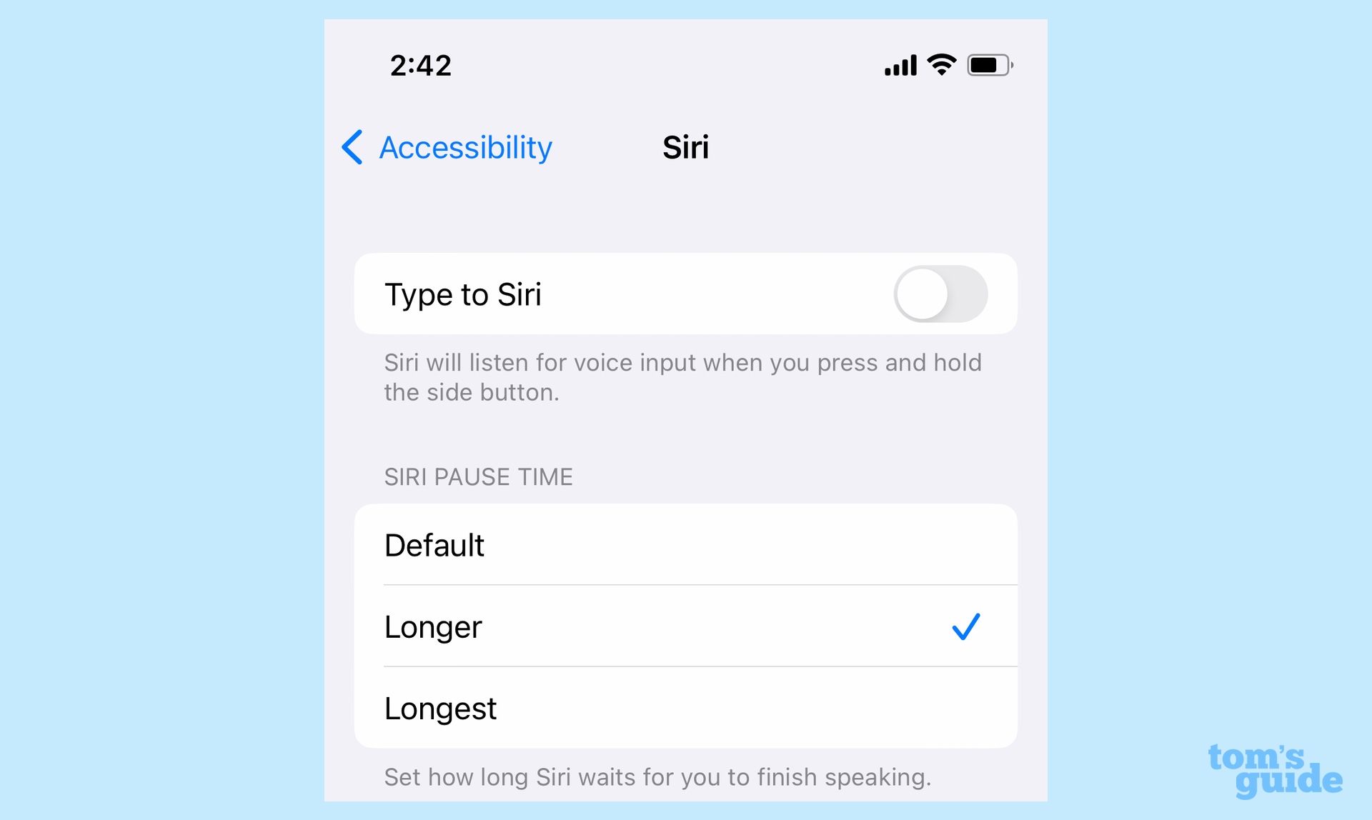 iOS 16 Adjust Siri's Pause Time