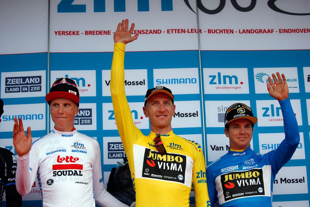 Rasmus Iversen (Lotto Soudal), Jos Van Emden (Jumbo - Visma) and Dylan Groenewegen (Jumbo - Visma)
