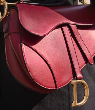 Dior red leather saddle bag