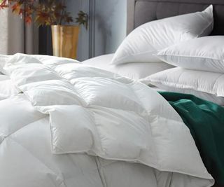 LaCrosse Premium White Down Comforter on a bed.
