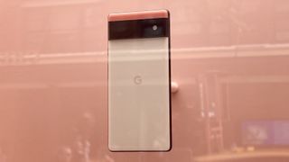 Google Pixel 6 on display in NYC Google store