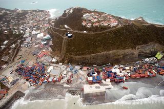 Hurricane Irma caused massive destruction on the Dutch island of St. Maarten. The storm made landfall in the Caribbean as a Category 5 hurricane, with 185-mph (298 km/h) winds.