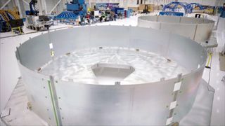 The tanks for the first-stage boosters of Blue Origin's New Glenn rocket are built at the company's manufacturing facility in Cape Canaveral, Florida.