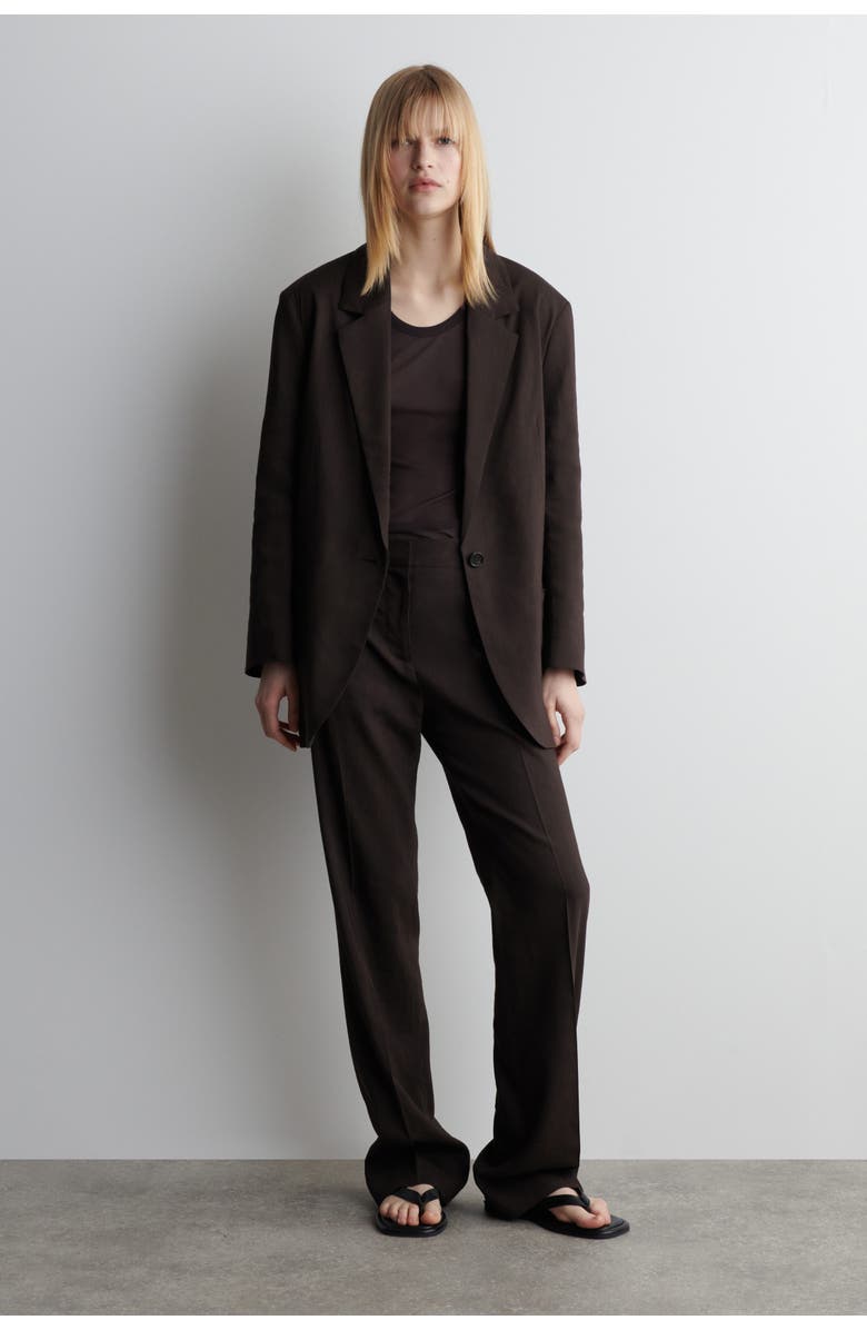 Tailored Linen Straight-Leg Pants