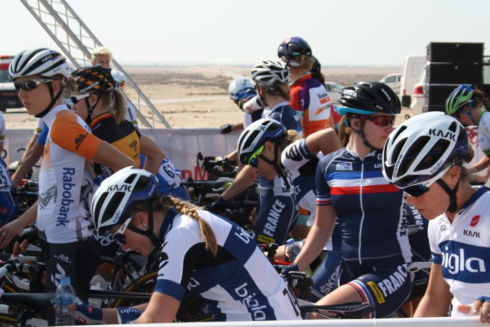 On the startline at the Ladies Tour of Qatar