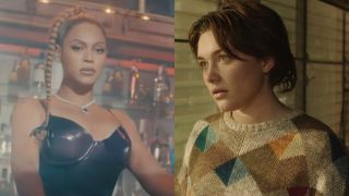 From left to right: Beyoncé in the I'm That Girl music video and Florence Pugh in A Good Person.