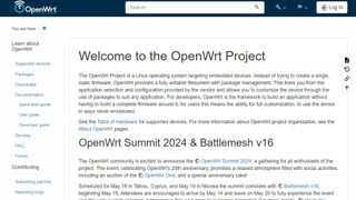 OpenWRT website screenshot.
