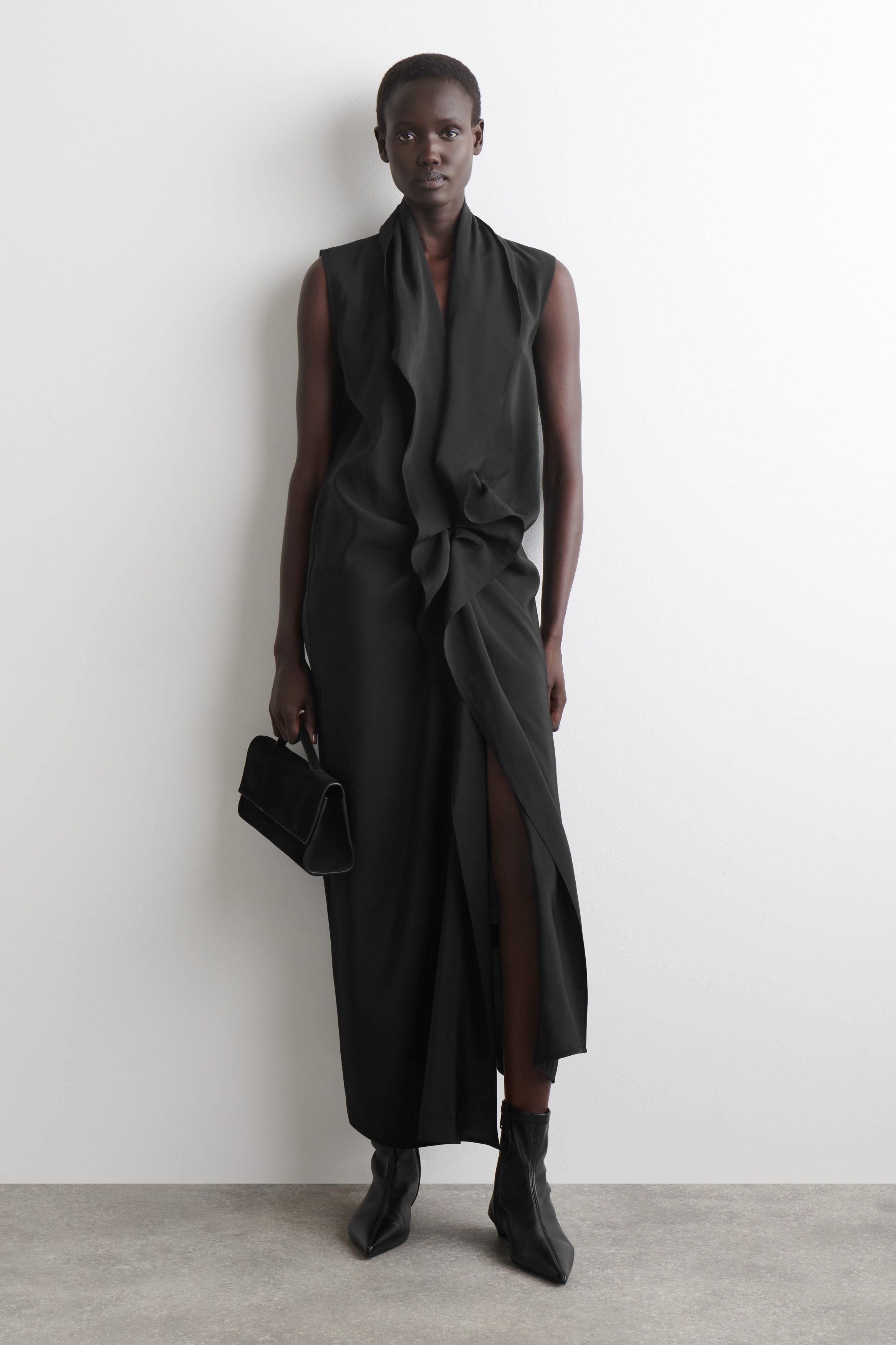 Ruffled Draped Midi Dress