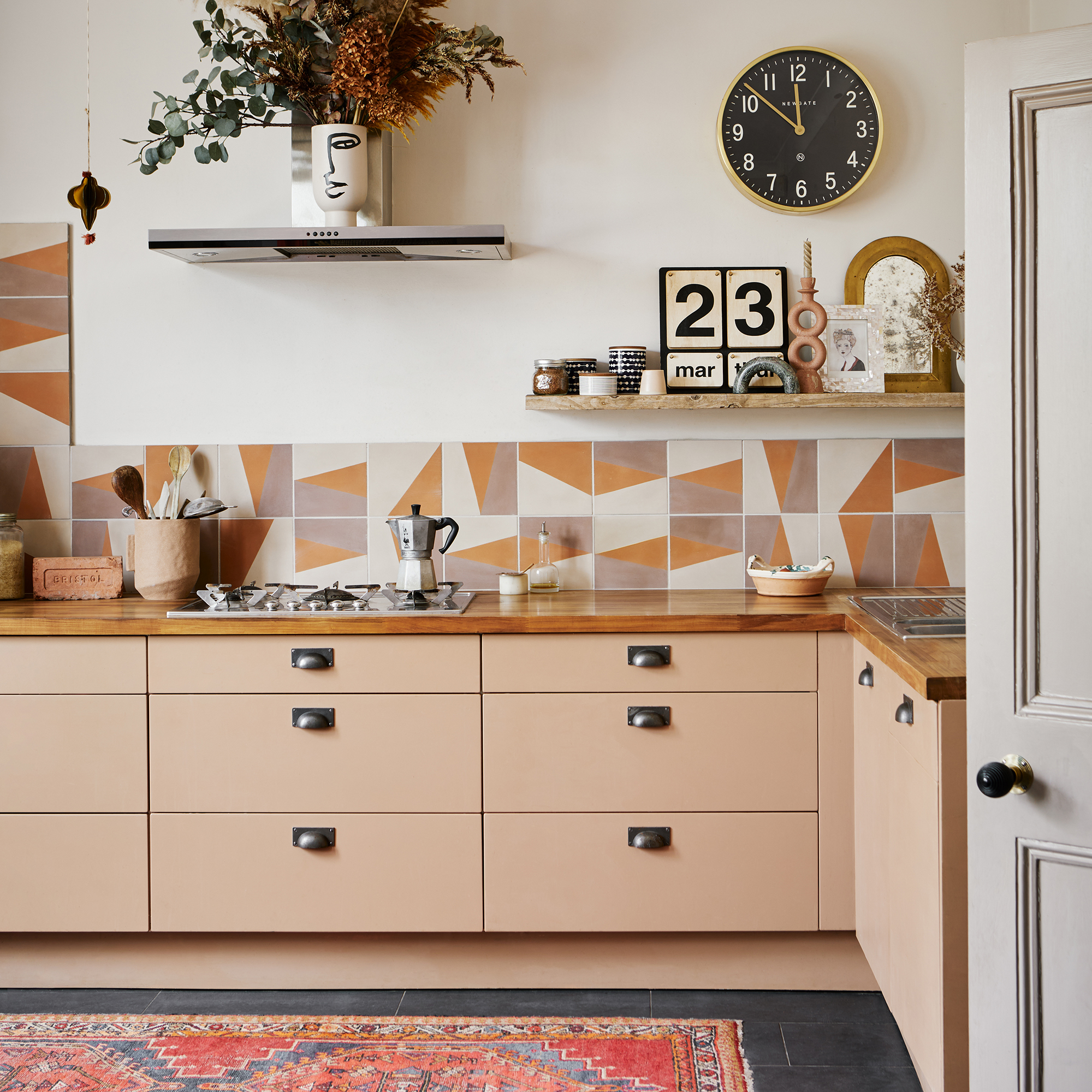 Bert and may tiles in pink kitchen