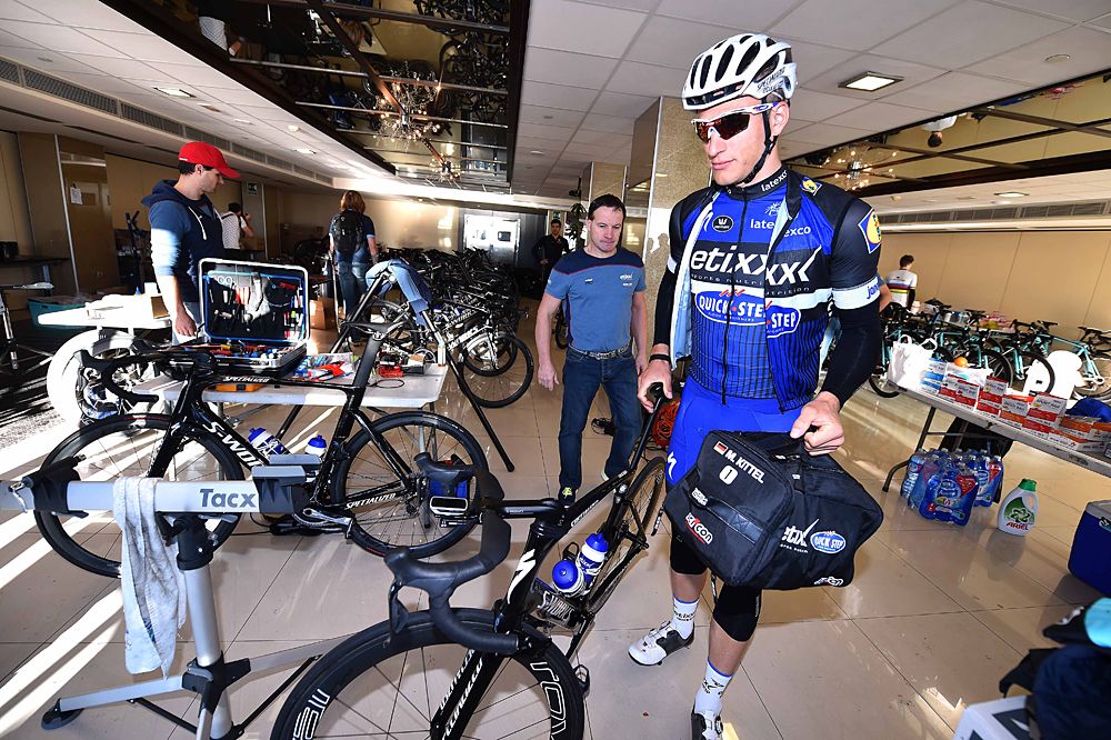 Marcel Kittel getting ready for the media day ride with Etixx-QuickStep