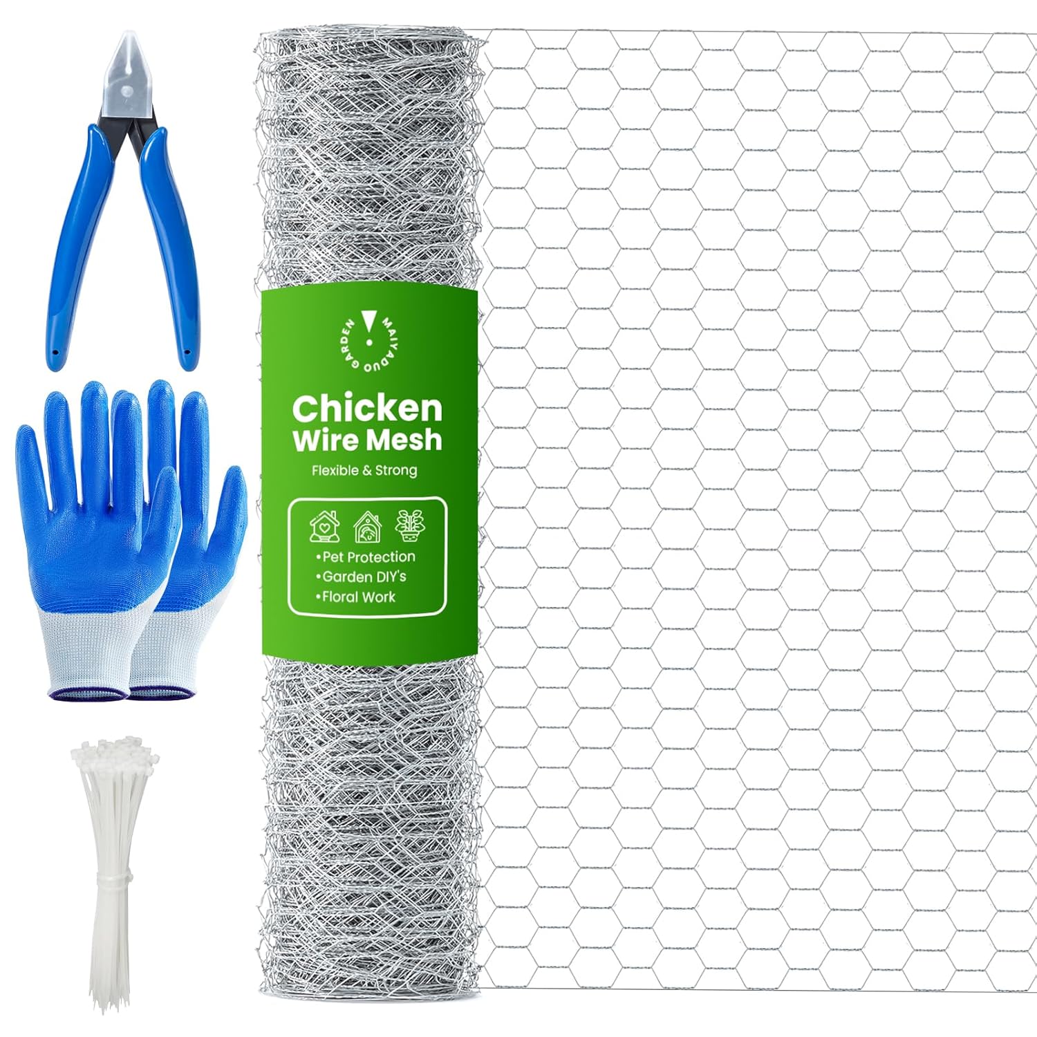 Maiyaduo Chicken Wire, Chicken Wire Mesh Roll 35cm X 1m, Anti-Rust Hexagonal Galvanized Chicken Wire Mesh for Diy, Pet Rabbit Chicken Fencing