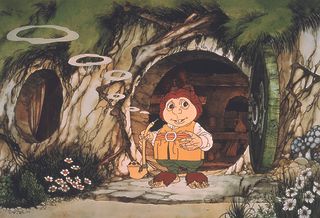 Tony Diterlizzi 80s inspirations; a hobbit in a doorway