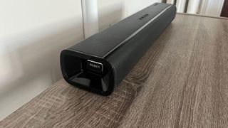 Majority Naga 60 soundbar on table showing side-firing tweeters