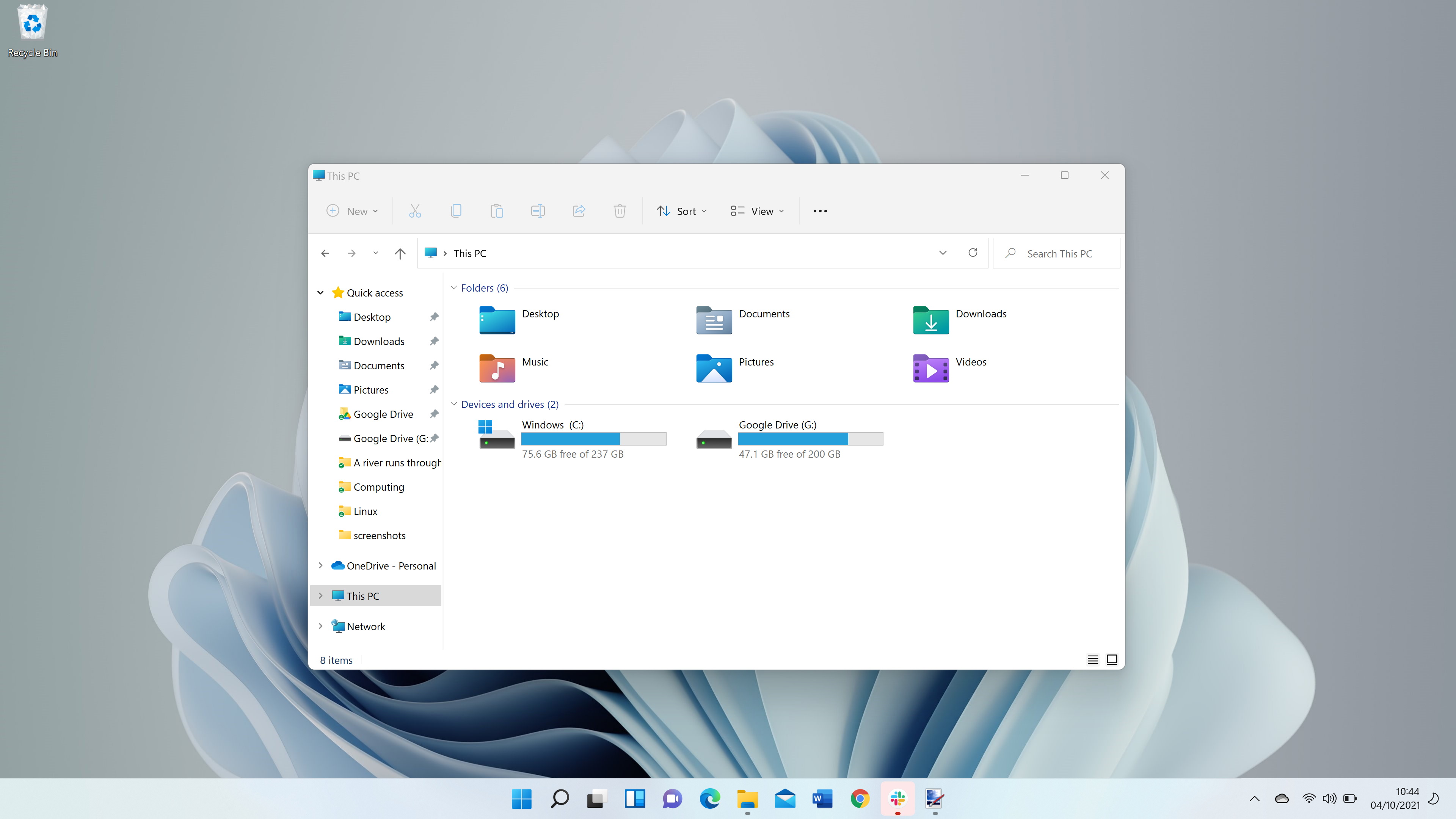 Windows 11 screenshot showing the new File Explorer