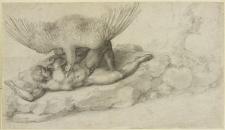 "The Punishment of Tityus," black chalk on paper, 1532