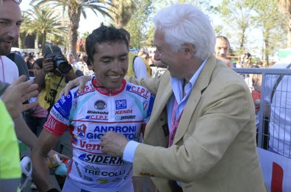 Miguel Rubiano (Androni Giocattoli) with Gianni Savio
