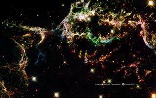 This youngest-known supernova remnant in our galaxy lies 10,000 light years away in the constellation Cassiopeia.