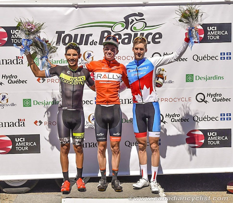 Podium: Luis Lemus, Sepp Kuss, Hugo Houle