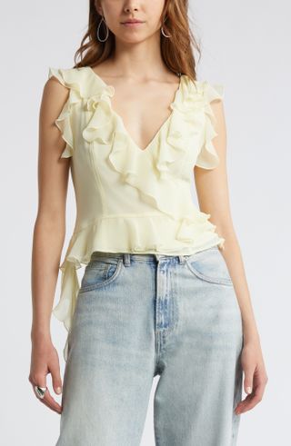 Ruffle Sleeveless Crop Top