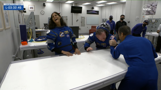 NASA astronauts Butch Wilmore and Sunita Williams head to the launch pad for their Starliner Crewed Test Flight mission on Boeing's first Starliner astronaut flight on June 5, 2024.