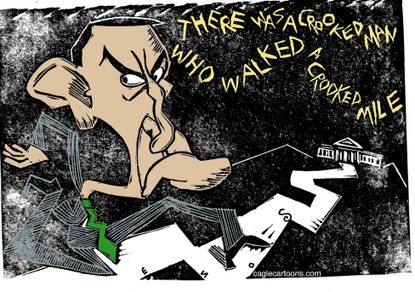 Political Cartoon U.S. Michael Flynn crooked White House Russia blackmail scandal