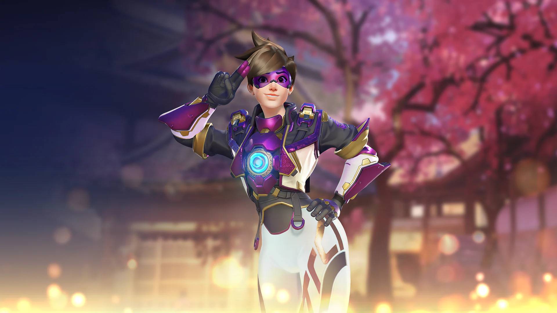 Official Overwatch 10th anniversary event screenshot shows the 10-Years Cheers Tracer skin.