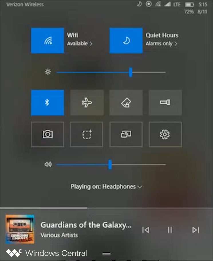 Control Center on Windows Phone