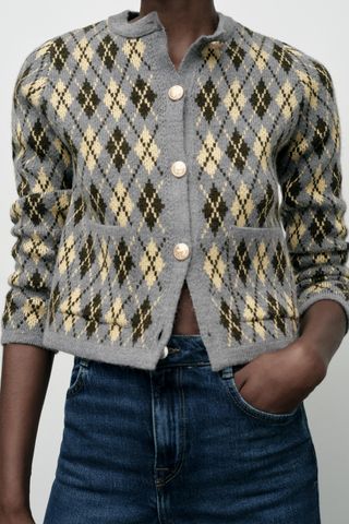 Argyle Knit Cardigan