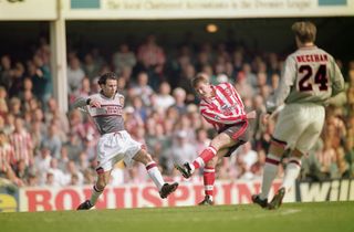 Matt Le Tissier in action for Southampton against Manchester United in 1996.