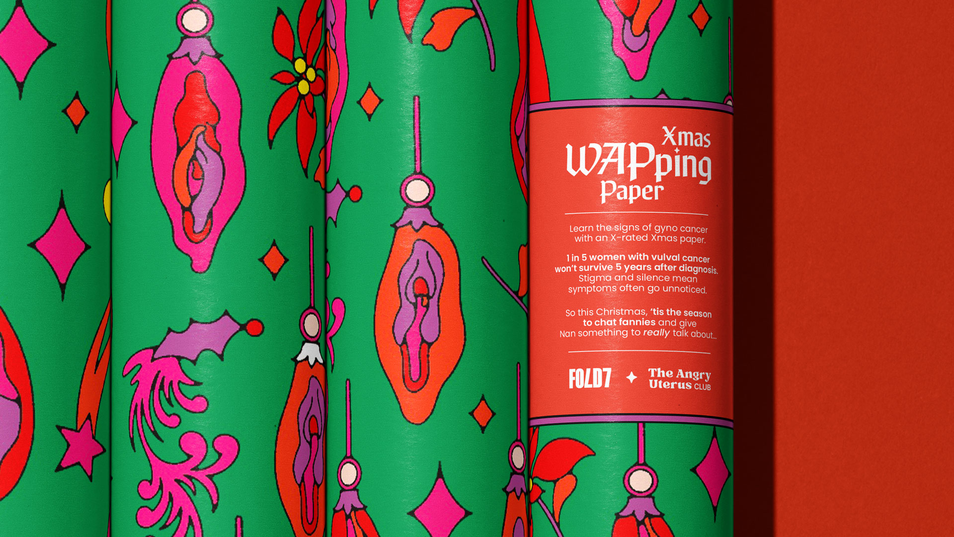 wrapping paper with vulvas on it