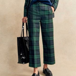 Sézane Cropped Checked Trousers