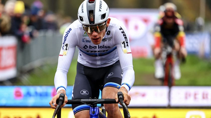 Belgian Thibau Nys competes during the men&#039;s race of the Superprestige Merksplas cyclocross event ahead of the Cyclocross World Cup 2024-2025