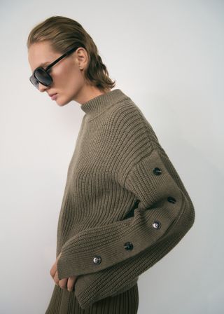 Knitted sweater with button detail - Women | Mango United Kingdom