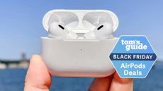 AirPods Pro 2 being held up to the sky