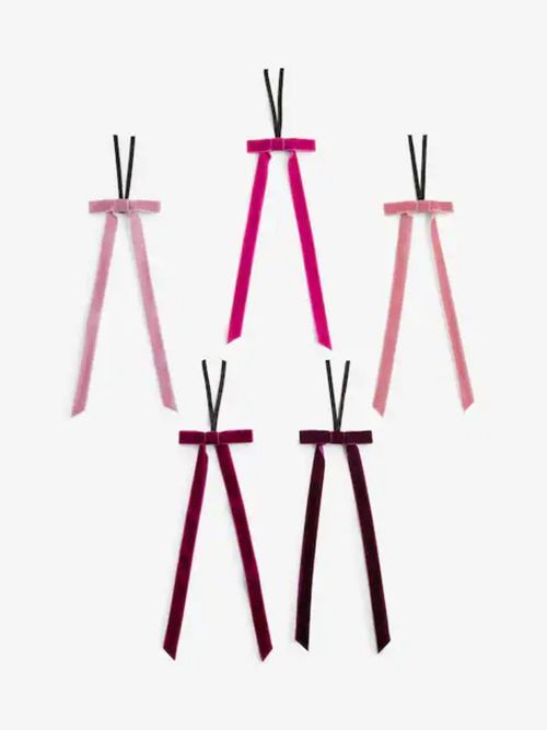 5 Pack Berry Skinny Velvet Bow Baubles