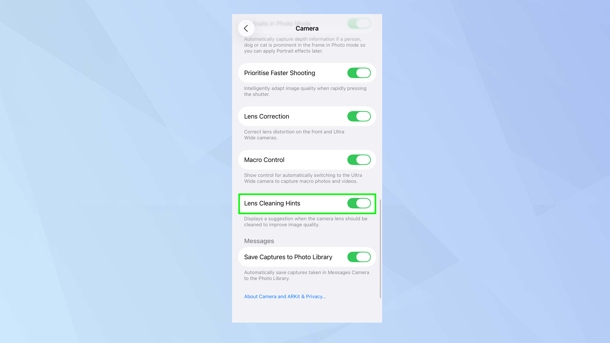 How to allow iOS 26 to detect if your camera lens needs cleaning